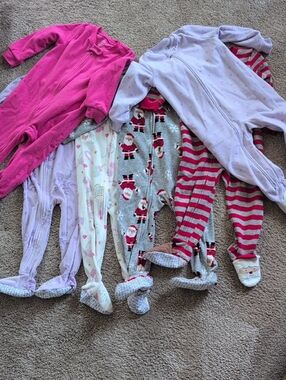 2t Girls Footie Zip Jammies Bundle (6 Pieces)